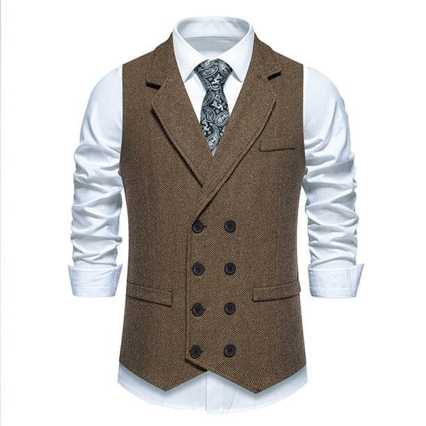 Camisa de Botón para Hombre, Cuello Retro Sólido Turndown Tanque sin Mangas con Bolsillos, Blusa de Moda Casual