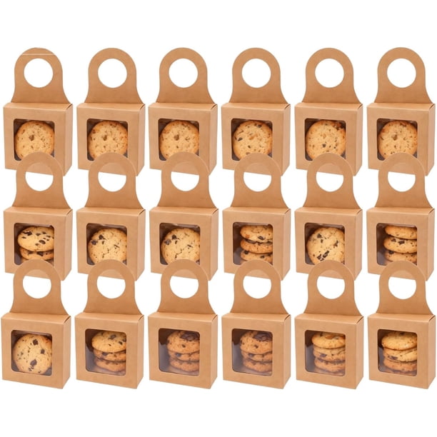 25 Cajas de recuerdos, Cajas de recuerdos Plegables de Kraft, Cajas con Ventana con Gancho para Colgar, Cajas para Galletas, Cajas para Aperitivos Transparentes, Cajas de Boda,
