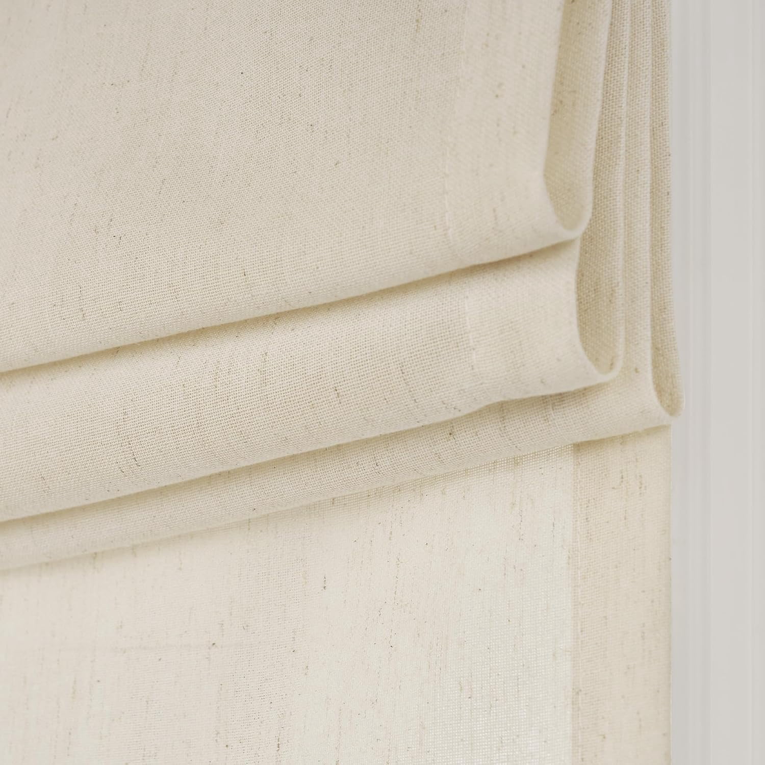 Natural Farmhouese Linen No Drill Roman Shades for Windows, French Front Door Curtain Solid Cordless Blinds for Farmhouse Door Window Covering with Light Filgtering, W26 x L40, 1Pc