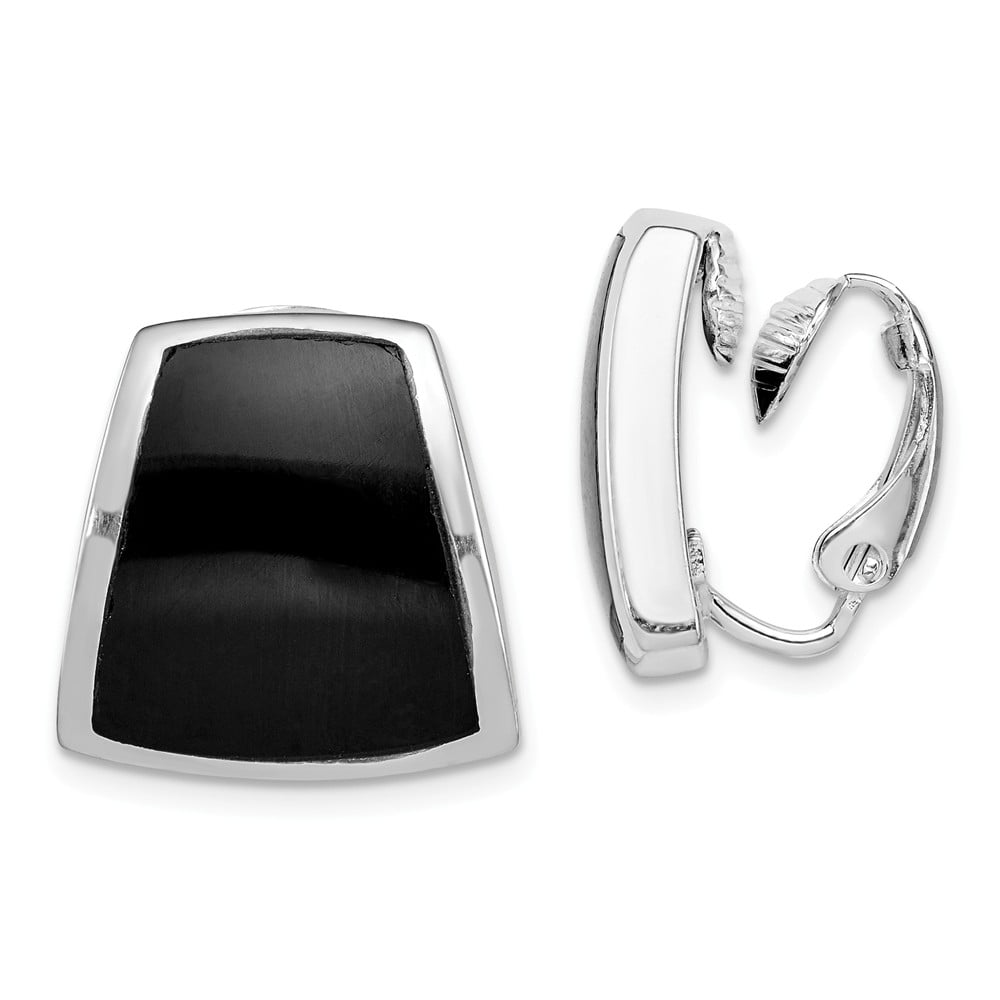 Details about   .925 Sterling Silver 23 MM Onyx Non-pierced Earrings MSRP $146 