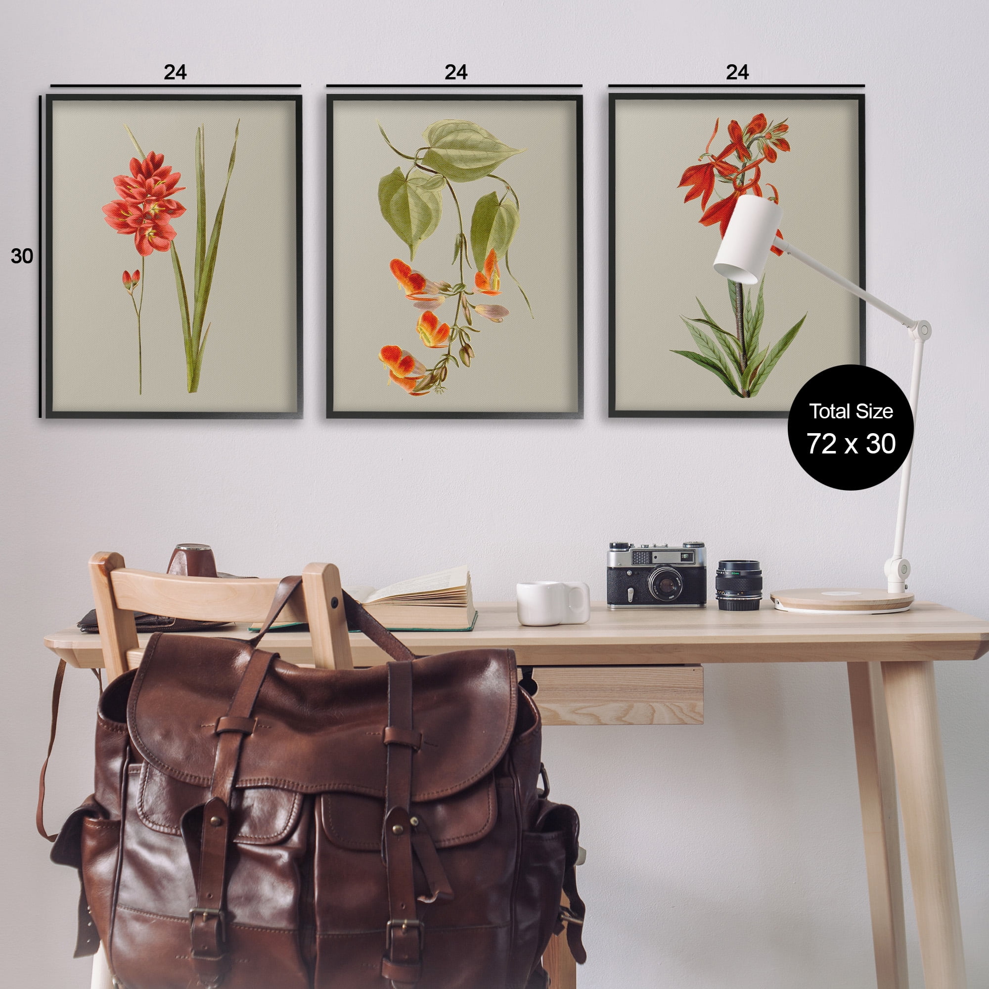 Stupell Industries Woodland Flower Study Botanical & Floral Painting Black Framed Art Print Wall Art, 24 x 30, Set of 3