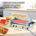 thumbnail image 4 of Whizmax Hot Dog Roller Stainless Steel Sausage Grill Cooker Machine with Dual Temp Control Glass Hood Acrylic Cover Bun Warmer Shelf Removable Oil Drip Tray, Hotdog Roller Grill for Commercial Home, 4 of 7