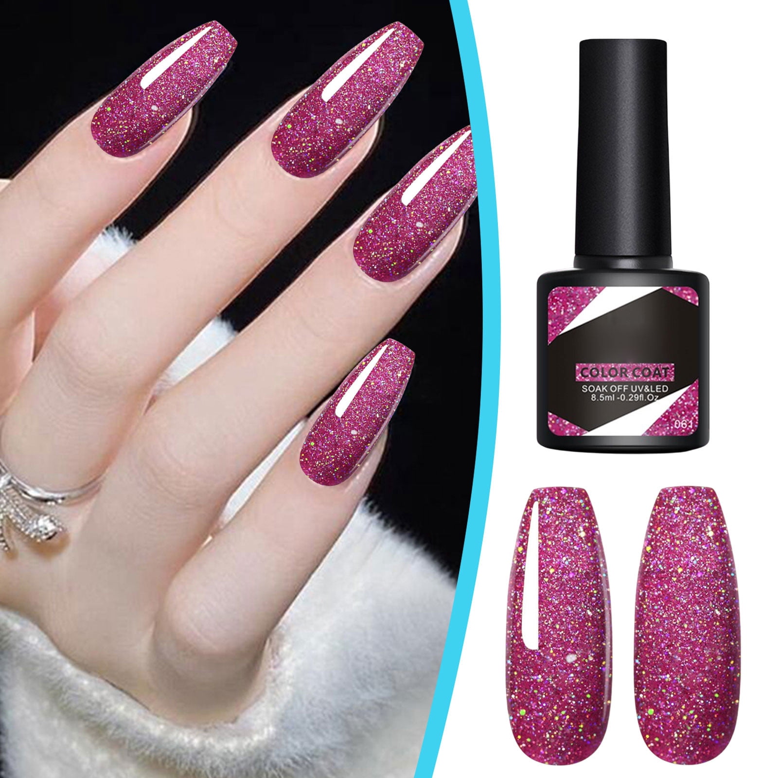 Tarmeek Glitter Nail Polish High End Nail Polish Everyday 1.1 inch 1.2 inch 1Pcs Rechargeable Ultra ight Handheld Glitter Nail Polish High Great for Spring and Daily Life Gift for Women