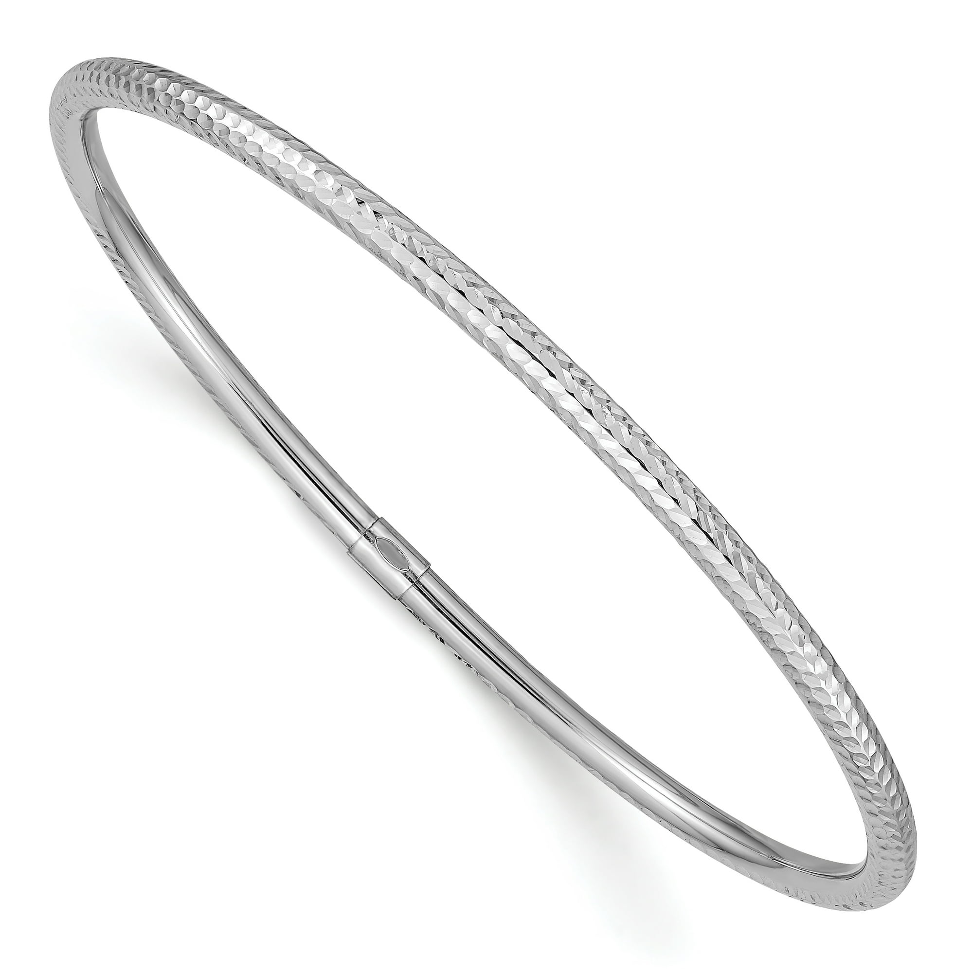14k White Gold 3mm Slip On Bangle Bracelet