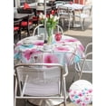 thumbnail image 4 of Outdoor Tablecloth with Umbrella Hole and Zipper, Blue Pink Flowers Round Table Cloth 54 Inch Waterproof Tablecloth, Spring Garden Floral Gray Wooden Picnic Table Cover for Patio Camping, 4 of 7