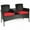 Red, variant on Kadyn Outdoor Loveseat Patio Conversation Set, Porch Furniture Rattan Charis Loveseat with Built-in Coffee Table and Cushion, Space Saving Wicker Patio Bench for Poolside Balcony Backyard, Red