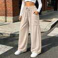 thumbnail image 3 of cocolona Womens Casual Loose Athletic Pants Elastic Waist Drawstring Wide Leg Gym Workout Trousers with Pockets, 3 of 5