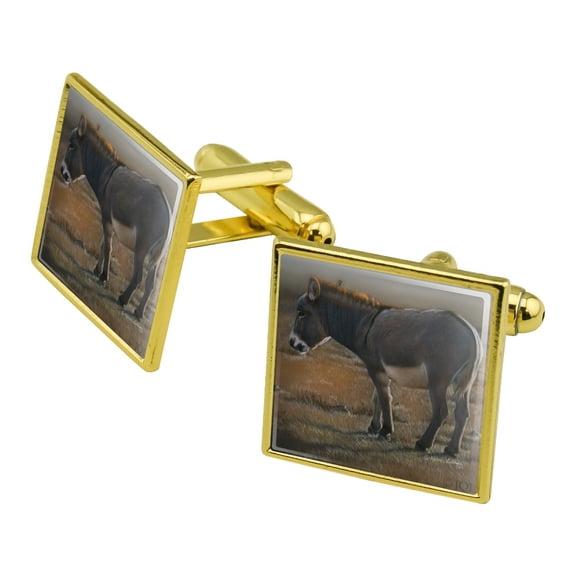 Burro Small Donkey Square Cufflink Set - Silver or Gold