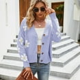 thumbnail image 7 of Women's Fall Cute Daisy Button Jacquard Knit Cardigan Sweater Jacket, 7 of 7