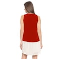thumbnail image 3 of eloria Women's Georgette Pleated Boat Neck Sleevless Summer Casual Midi Dress, Color : Red | Size : M, 3 of 5