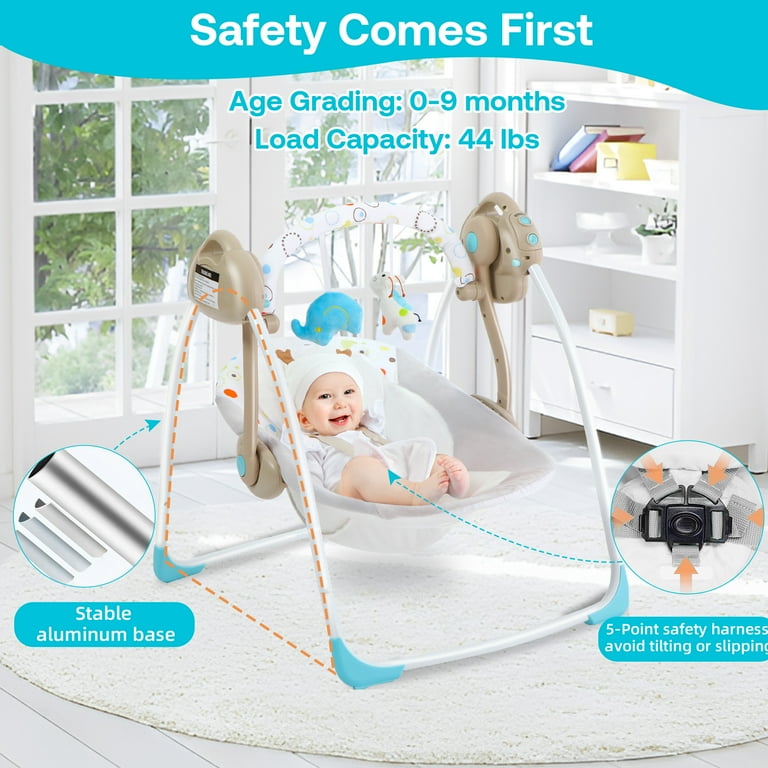 Yadala Baby Swing, Foldable Baby Swing for Infants with