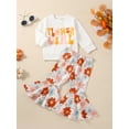 thumbnail image 3 of Bagilaanoe 2pcs Toddler Baby Girl Long Pants Set Letter Print Long Sleeve Sweatshirt Tops + Flower Print Flare Trousers 6M 12M 18M 24M 3T 4T 5T Kids Casual Outfits, 3 of 9