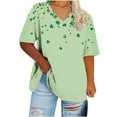 thumbnail image 4 of TKLPEHG Women Plus Size Tops St. Patricks Day Shirts V Neck Short Sleeve Tshirts Oversized Shamrock Print T Shirt (Green,XXL), 4 of 5