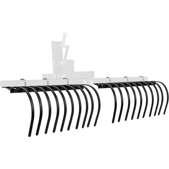 Pinypikaka 60" Landscape Rake Fits for Tractor/ATV/UTV, Heavy Duty Rock Rake 20 Tines, Pine Straw Rake for Removal of Rock, Grass Clumps and Debris, Prep for Seeding, Black