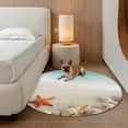 thumbnail image 2 of Summer Oceans Beaches Round Area Rug 7Ft Washable Circle Rugs for Dorm Laundry Room, Sea Waves Starfish Shells Coastal Non-Slip Carpet Floor Mats Indoor Outdoor Carpet Runner Aesthetic Home Decor, 2 of 8
