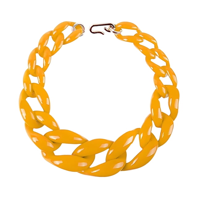 Collar de cadena cubana Minnieouse hecho a mano con pieza llamativa declaración de moda Ropa zapatos y accesorios Miscelánea Amarillo tierra