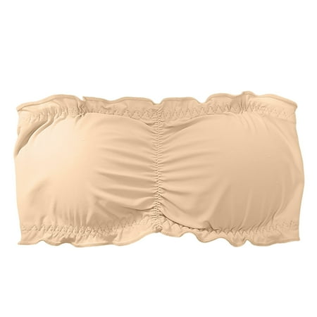Yindaity Sports Bras for Women High Support Womens Heavy Padded Push Up with Lift Multiway Underwire Strapless Bra (Beige L)