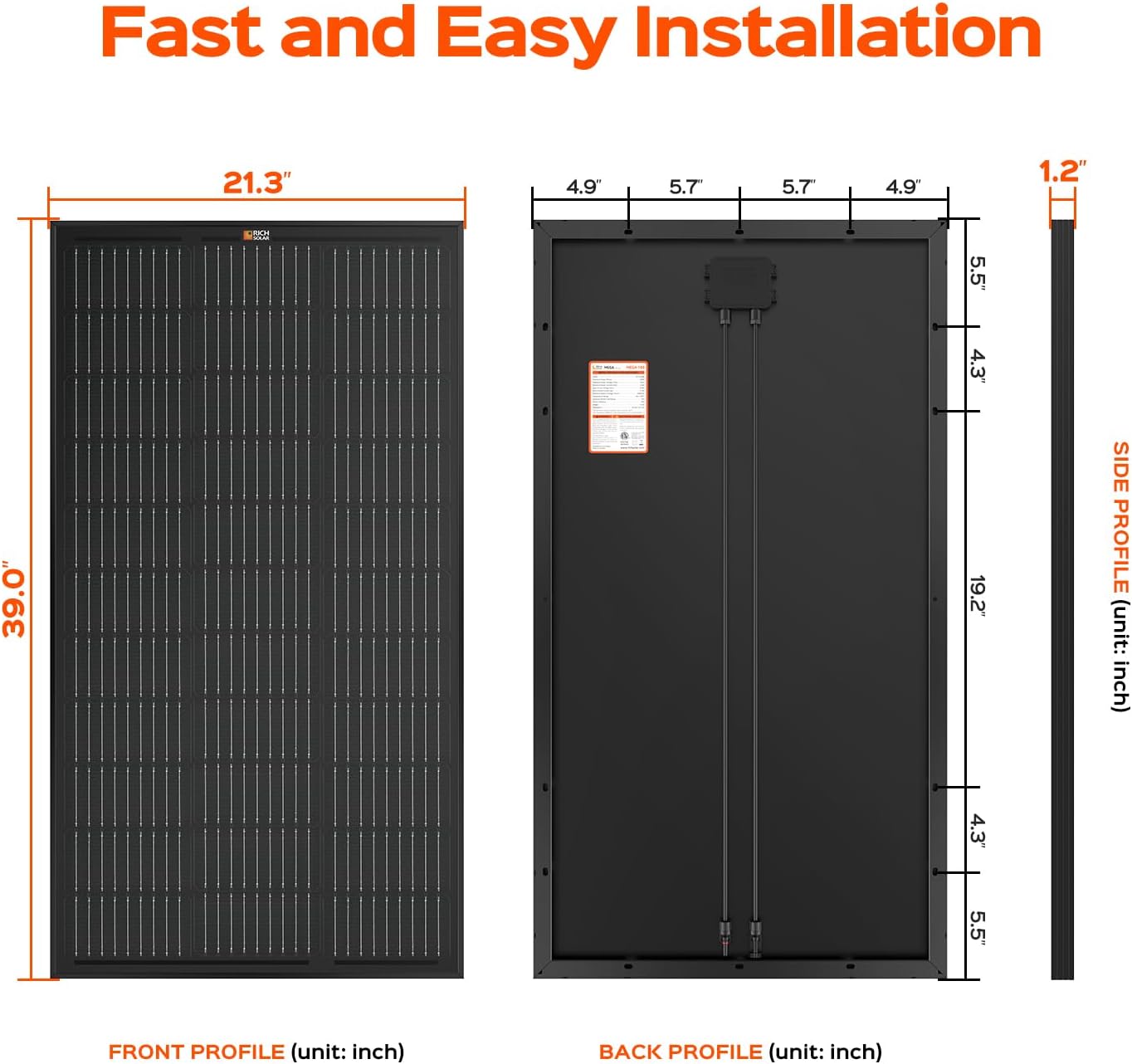 RICH SOLAR Premium 2 Pack of 100 Watt 12  Monocrystalline Solar Panel All Black