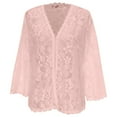 thumbnail image 4 of XIAOCHA Women Cardigans Sweaters Sweaters Summer Floral Lace Hollow Out Sheer Sweater Cardigan Oversized Loose Long Sleeves Comfortable Outwear Tops, 4 of 5