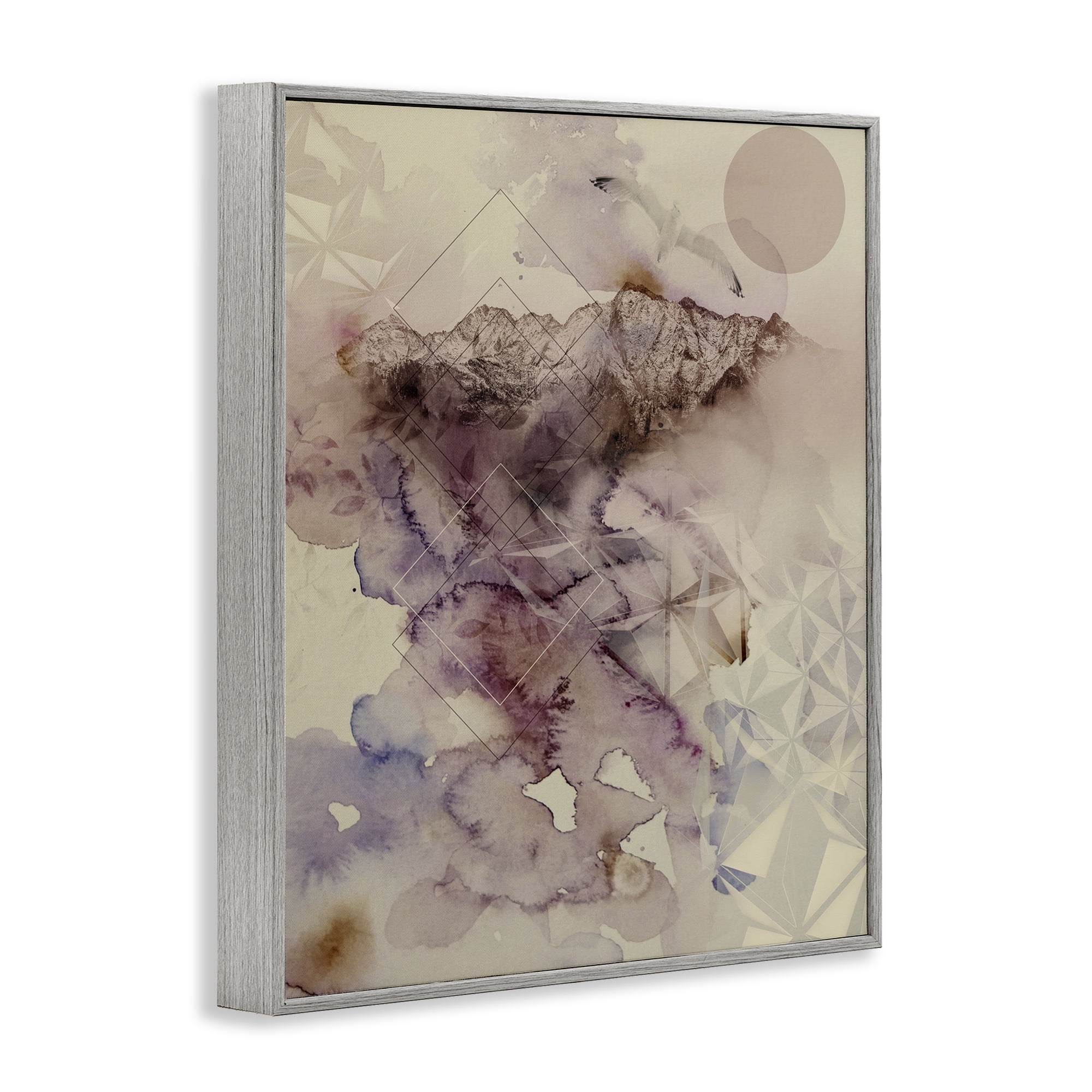 Stupell Industries Dust Abstract with Geometrics Gray Framed Giclee Art, design by Gemma Bardot