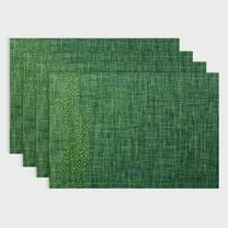 Creowell Green Christmas Placemats Set of 4 - Wipe Clean Placemats - Washable Heat Resistant Placemats for Dining Table (Green, 4) 18x12in