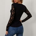 thumbnail image 6 of FASHOFT Lace Long Sleeve Shirts for Women Trendy Slim Fitted V Neck Going Out Outfits Basic Tight Tops Black L, 6 of 9