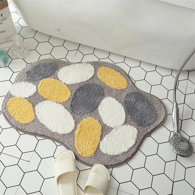 Alfombra de baño Linda alfombra antideslizante para baño, absorbente, extrasuave, diseño adorable, 18" x 26", guijarro Fokelyi CZJJ-XM64-1