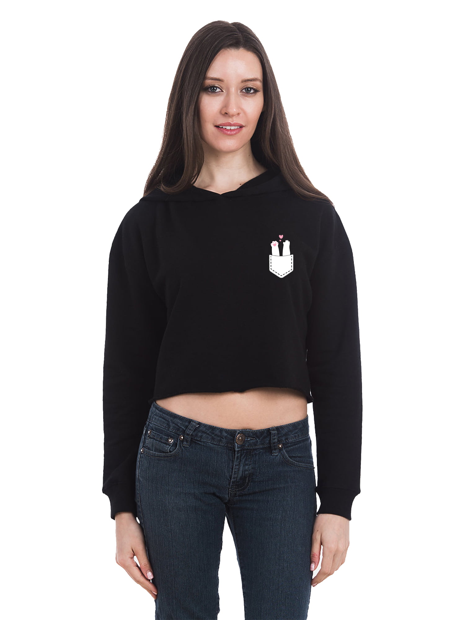 The Cure Womens 3D Print Long Sleeve Crop Top Pullover Hooded 