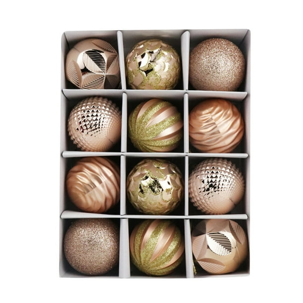 Bolas de Navidad de oro rosa 6cm12pc Pintadas Conjunto de caja de regalo