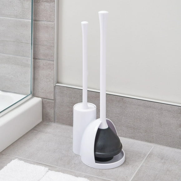 Mainstays Una Slim Bowl Brush & Plunger, White