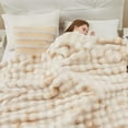 thumbnail image 2 of GHOUSE Faux Fur Blankets Fluffy Fuzzy Throw Blanket 50x60 Inches Tie-dyed Brown Blanket for Couch Chair Sofa, 2 of 7