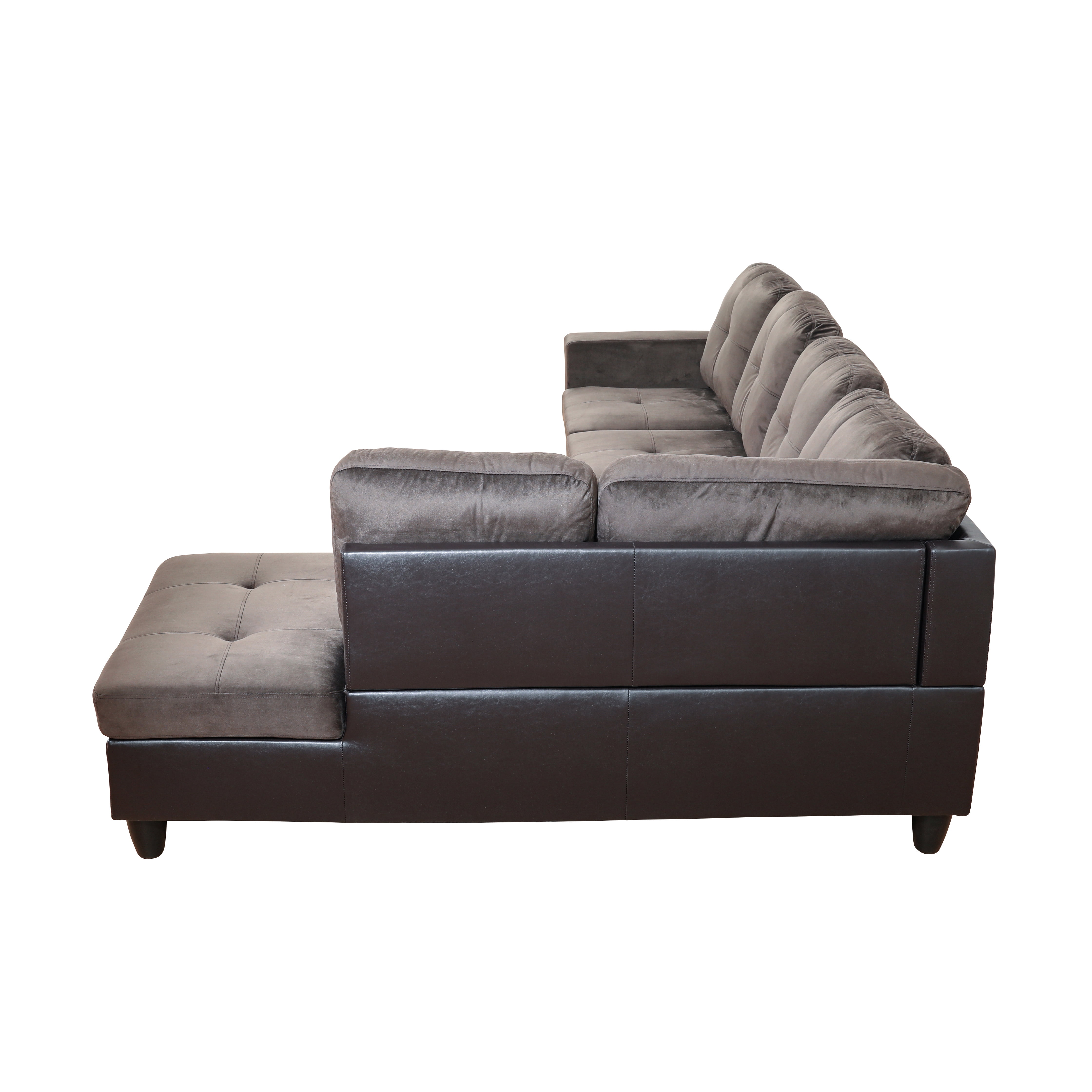 MAYEERTY 103.5" Modern Flannel PVC 3-Piece Couch Living Room Sofa Set，Dark Brown