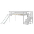 thumbnail image 4 of Low Loft With Stairs, Easy Slide & Firetruck Curtain, White, 4 of 11