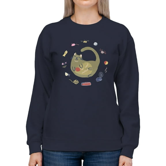Sleeping Kitten Sweatshirt Women -June Erica Vess Designs, Female Large