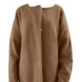thumbnail image 5 of IROINID Women's Leisure Short Coat Solid Color Shacket Long Sleeve Outwear, Brown, 5 of 5