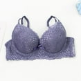 thumbnail image 3 of Qulqfy Full Coverage Womens Bras Push Up Lace Purple Underwire Lightly Lined Bras T Shirt Bra 100B, 3 of 7