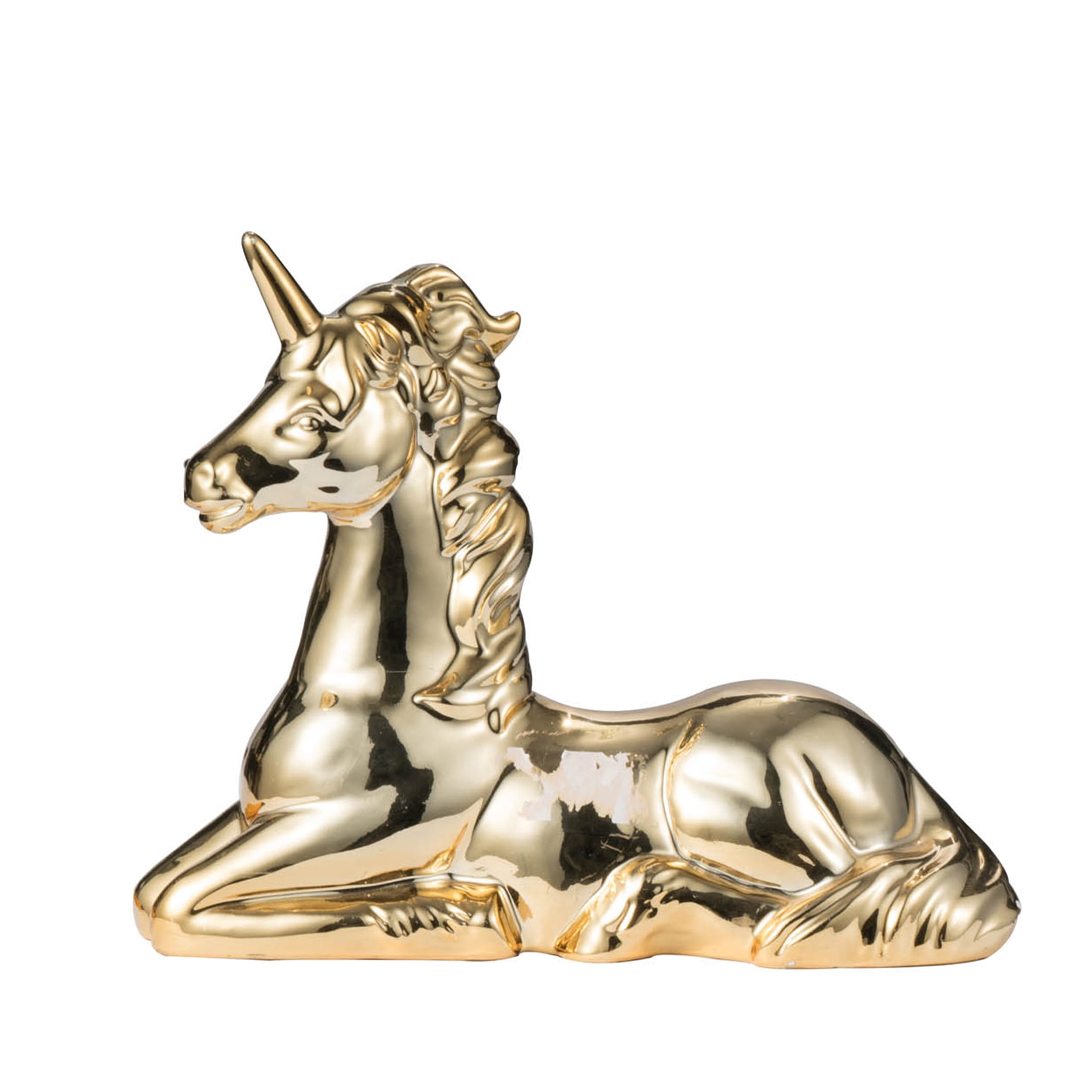 JERFIT Gold Ceramic Unicorn Statue, Mystical Figurine for Home Decor, Fantasy Collection Gift Idea