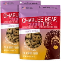 Charlee Bear Crunchy Dog Treats, Bearnola Bites Peanut Butter and Honey, Puppy Training Treats, Vegan Dog Snacks, 8 oz Bags (2), Made USA