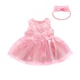 thumbnail image 2 of Baby Summer Clothes Toddler Girls Cute Embroidery Lace Mesh Princess Dress Headband Two-piece Set Clothing Outfits, 2 of 6