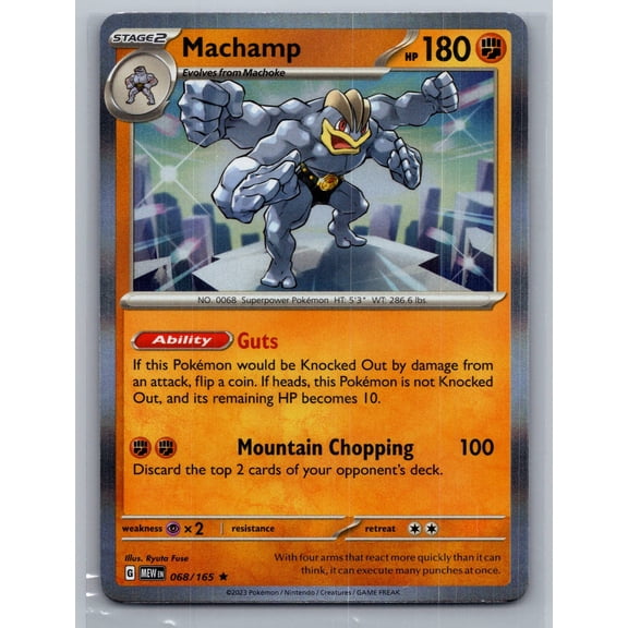 Collectible 2023 Pokemon Scarlet & Violet 151 Machamp Holo Rare #68/165 English Trading Card