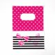 thumbnail image 3 of 50 bolsas de plástico estampadas de color rosa intenso, rectangulares, con asa, ideales para compras, regalos y pequeños negocios., 3 of 4