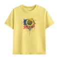thumbnail image 4 of Amidoa Girls 2 Piece Outfits Summer Clothes Short Sleeve Cotton Floral Print T-Shirt and Shorts Casual Kids Clothing Sets Yellow Size 4T, 4 of 9