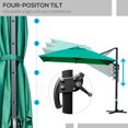 thumbnail image 4 of Outsunny 10x10ft Cantilever Umbrella with 4 Adjustable Angle and Rotation, Square Top Market Parasol with Aluminum Pole and Ribs for Backyard Patio Outdoor Area, Green, 4 of 9
