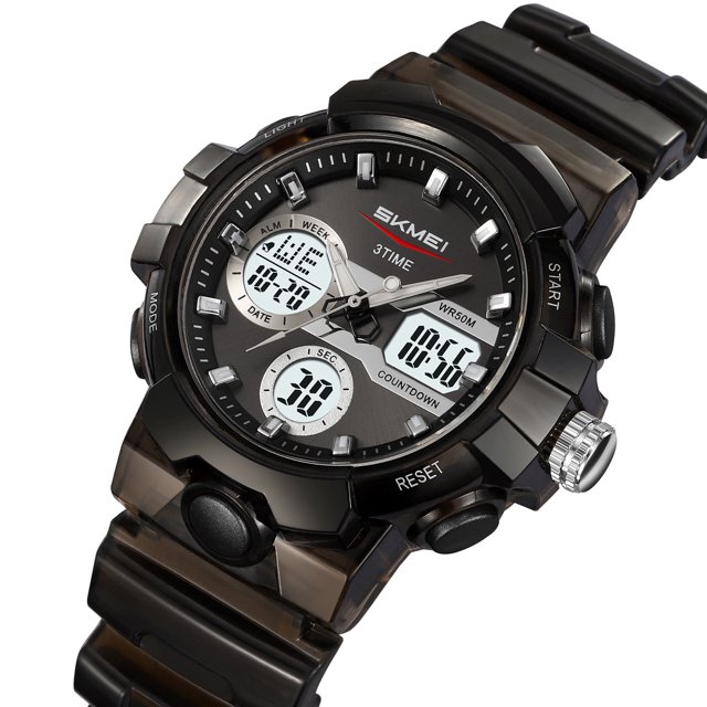 Skmei 2398 Men's Digital Watch with 50M Waterproof, Japanese Battery Electronic Movement, PC Case & Silicone Strap - Features Dual Display, EL Luminous, Stopwatch, Countdown, Alarm, Date/Week