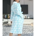 thumbnail image 3 of Defitshape Women's Fleece Robe Long Sleeve Plush Bathrobe Fuzzy Fleece Soft Thick Knee Length Winter Bath SPA Hotel Fall Warm V Neck Long Robe Light Blue Large, 3 of 5