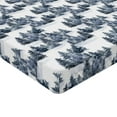thumbnail image 4 of Ambesonne Winter Fitted Sheet, Pine Trees Snowy Forest Art, Full Size, Sea Blue Off White, 4 of 5