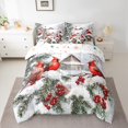 thumbnail image 2 of Manfei Cartoon Cardinal Bird 7-Piece Twin Bedding Sets,Red Christmas Berry Bedding Comforter Set,Rustic Farmhouse Cabin Sheet Sets For Men Women,Microfiber Bedroom Decor Reversible, 2 of 8