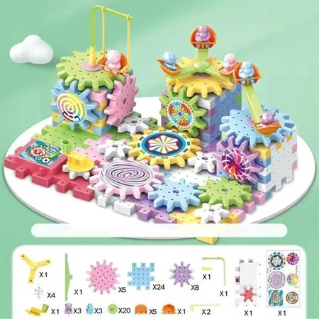 Educational Stem Electric Gears Blocks Toy, Gear Building Toy Set, Children's Electric Gear Rotating Building Block Toys, DIY Electric Gear Building Block Toy, Construction Toy Set for Kids(83pcs)