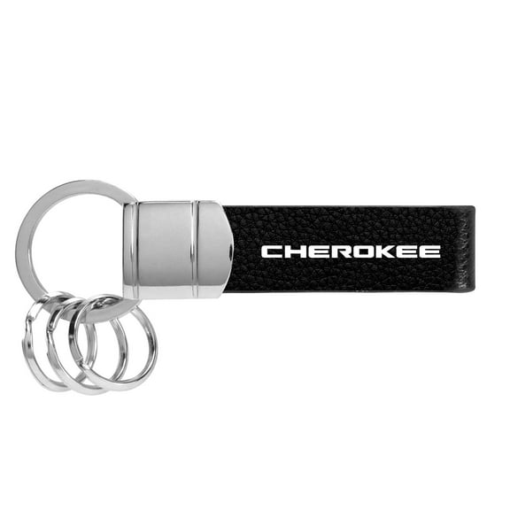 Jeep Cherokee Genuine Black Leather Strap Loop Key Chain