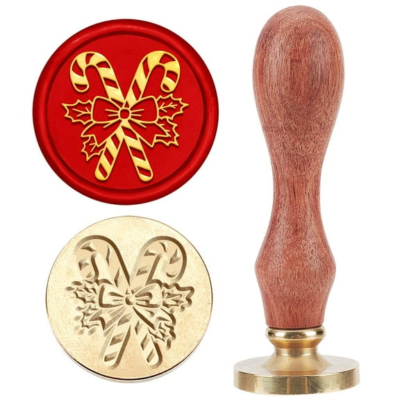 Candy Canes Wax Seal Stamp 25mm/0.98inch Christmas Bowknot Removable Sealing Stamp with Brass Head Wooden Handle Great for Xmas Letter Envelopes Wedding Invitations Decoration